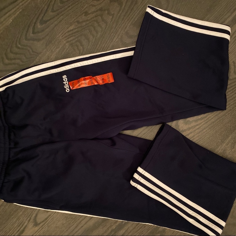 Adidas sweatpants black with white stripes. NEW with tags.